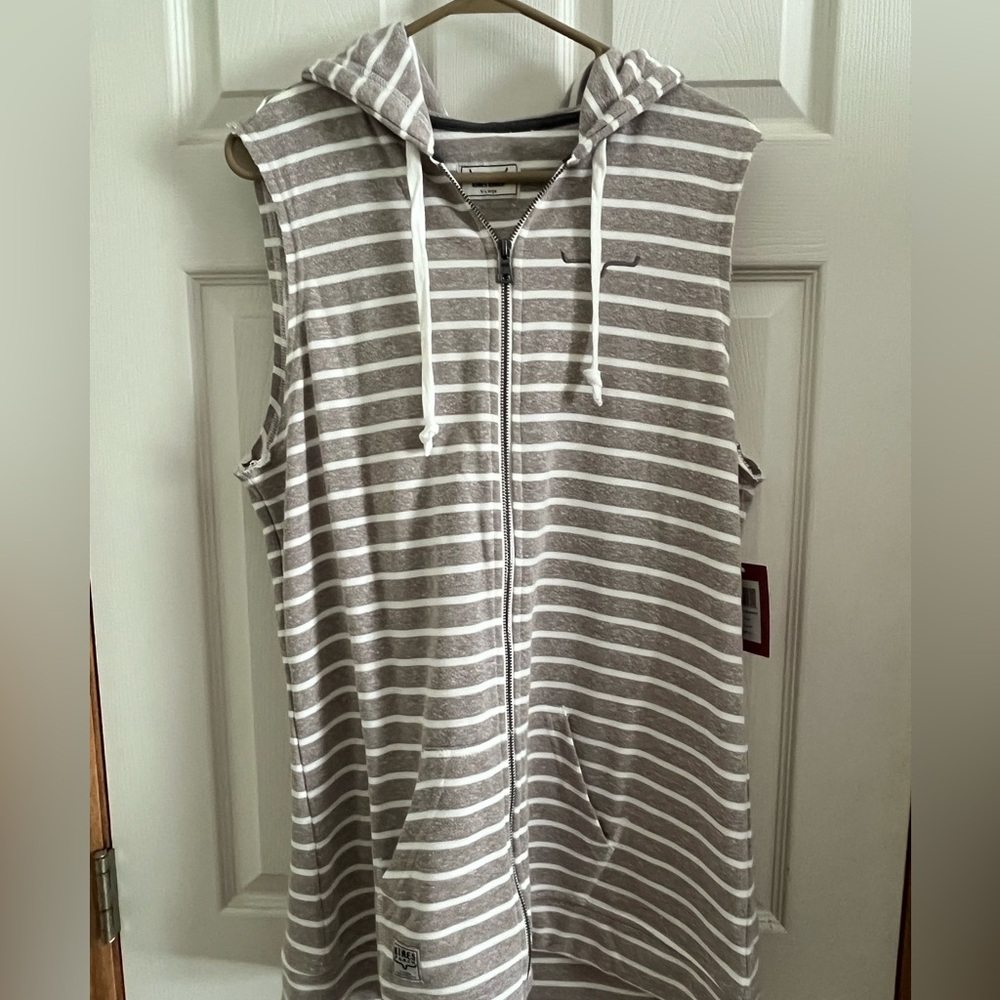 Striped Sleeveless Hoodie Vest